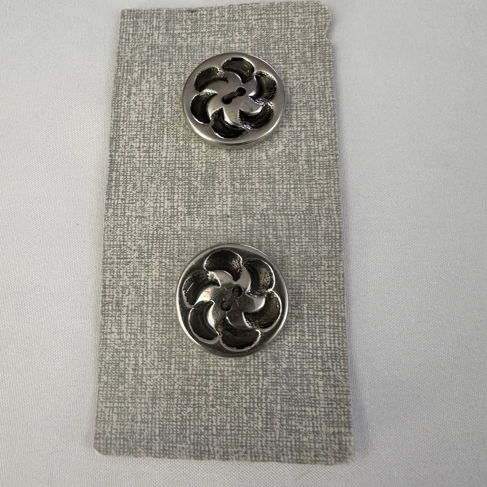 Vintage Silver/Gold Tone Metal Buttons Two Hole 1" Round 2 On Card